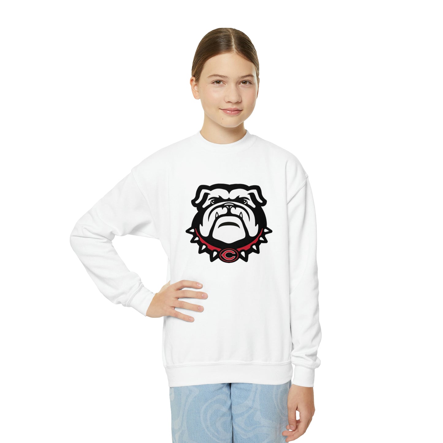 Cedartown Bulldog Mascot Spirit Wear Gildan 18000B Youth Crewneck Sweatshirt