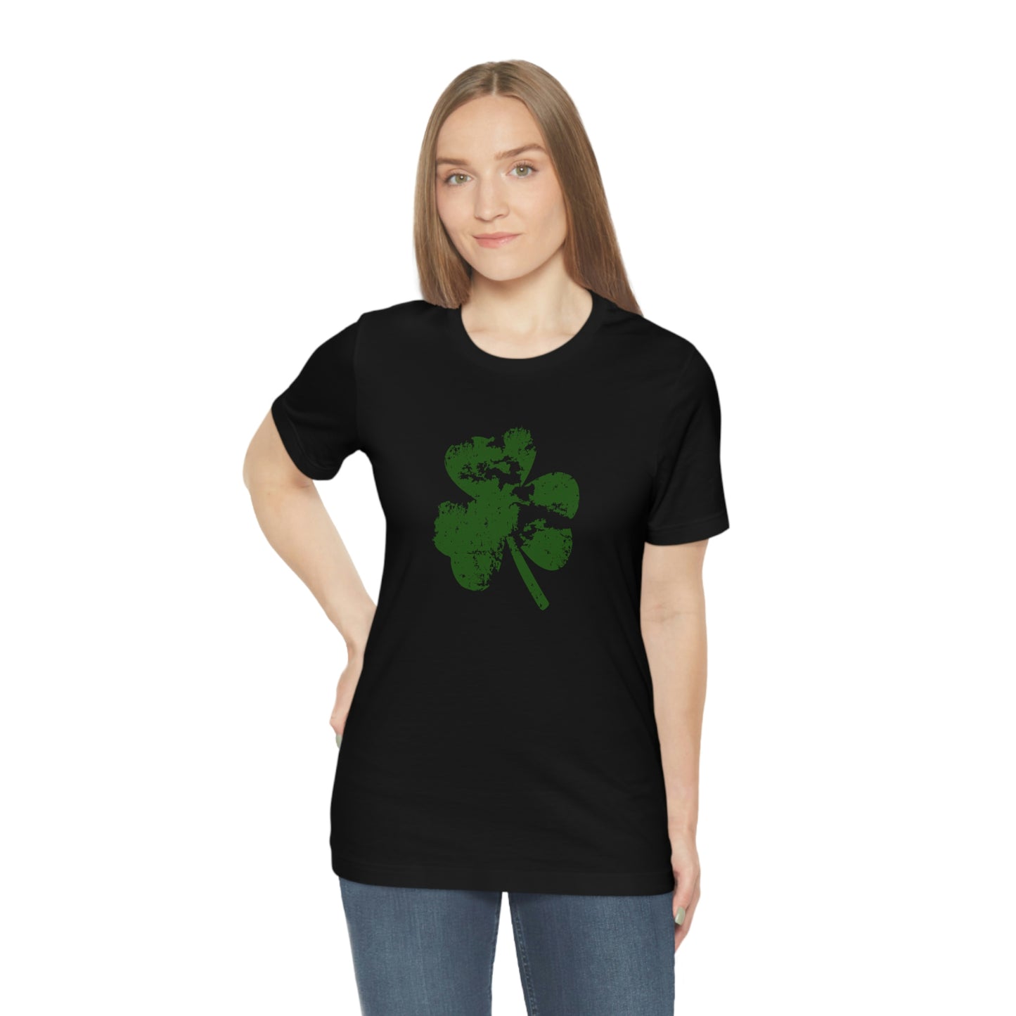 St. Patrick's Day Distressed Shamrock Bella+Canvas 3001 Unisex Jersey Short Sleeve Tee