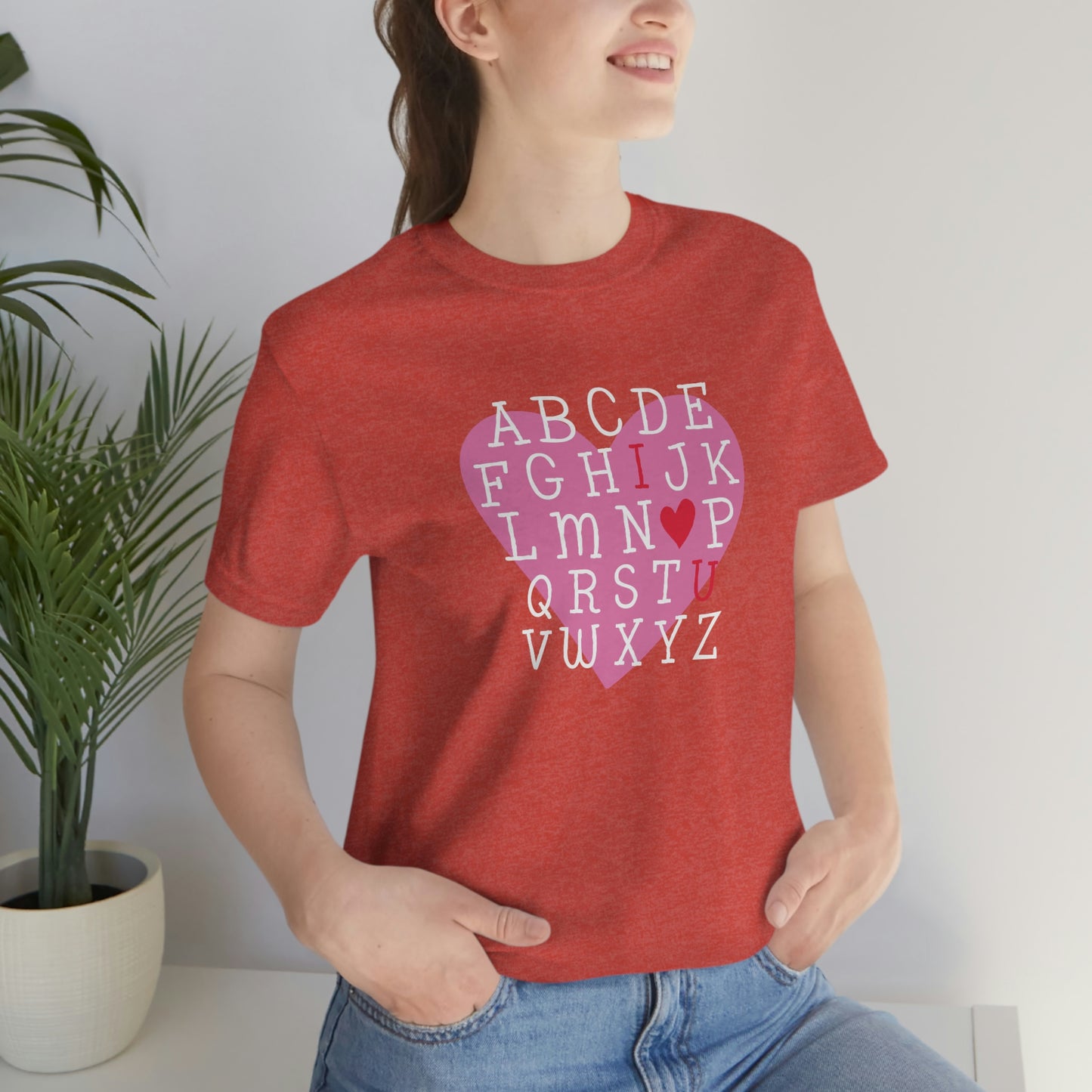 Alphabet Valentine's Day Bella+Canvas 3001 Unisex Jersey Short Sleeve Tee