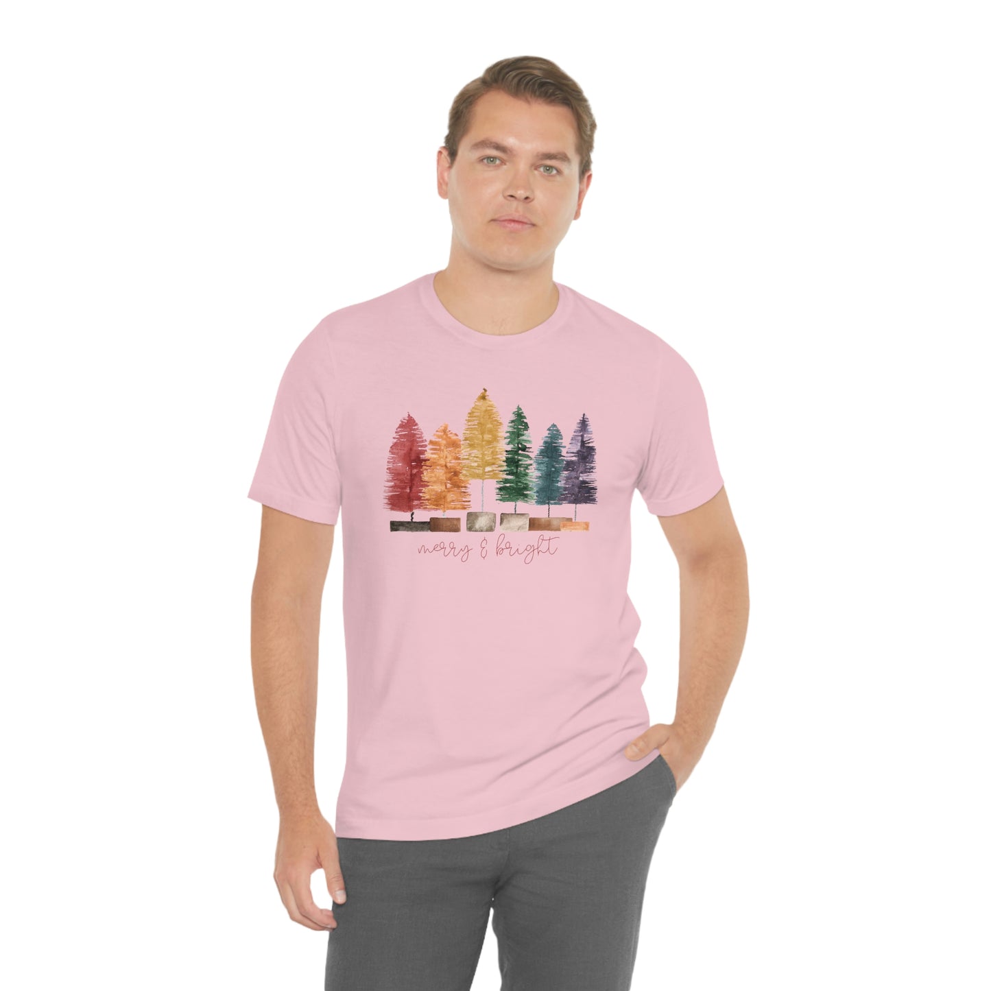 Christmas bottle brush trees Unisex Jersey Short Sleeve Tee