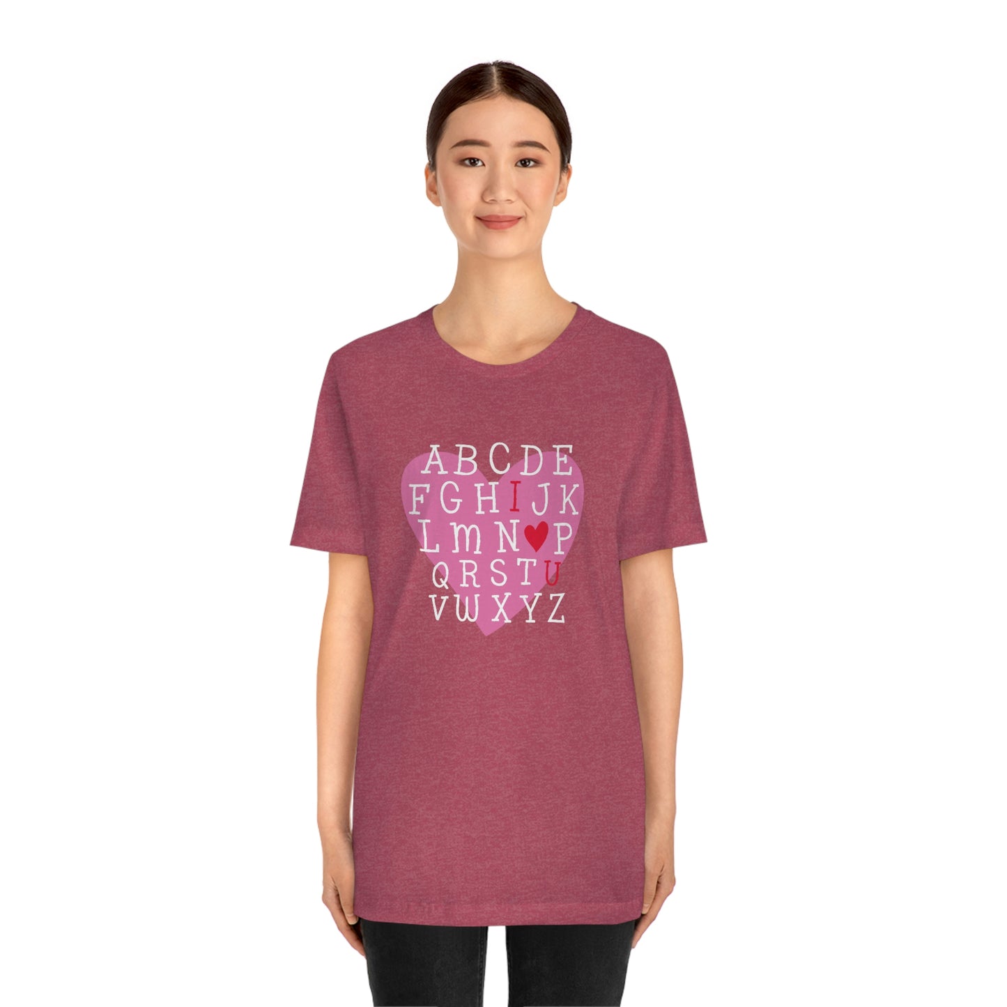 Alphabet Valentine's Day Bella+Canvas 3001 Unisex Jersey Short Sleeve Tee