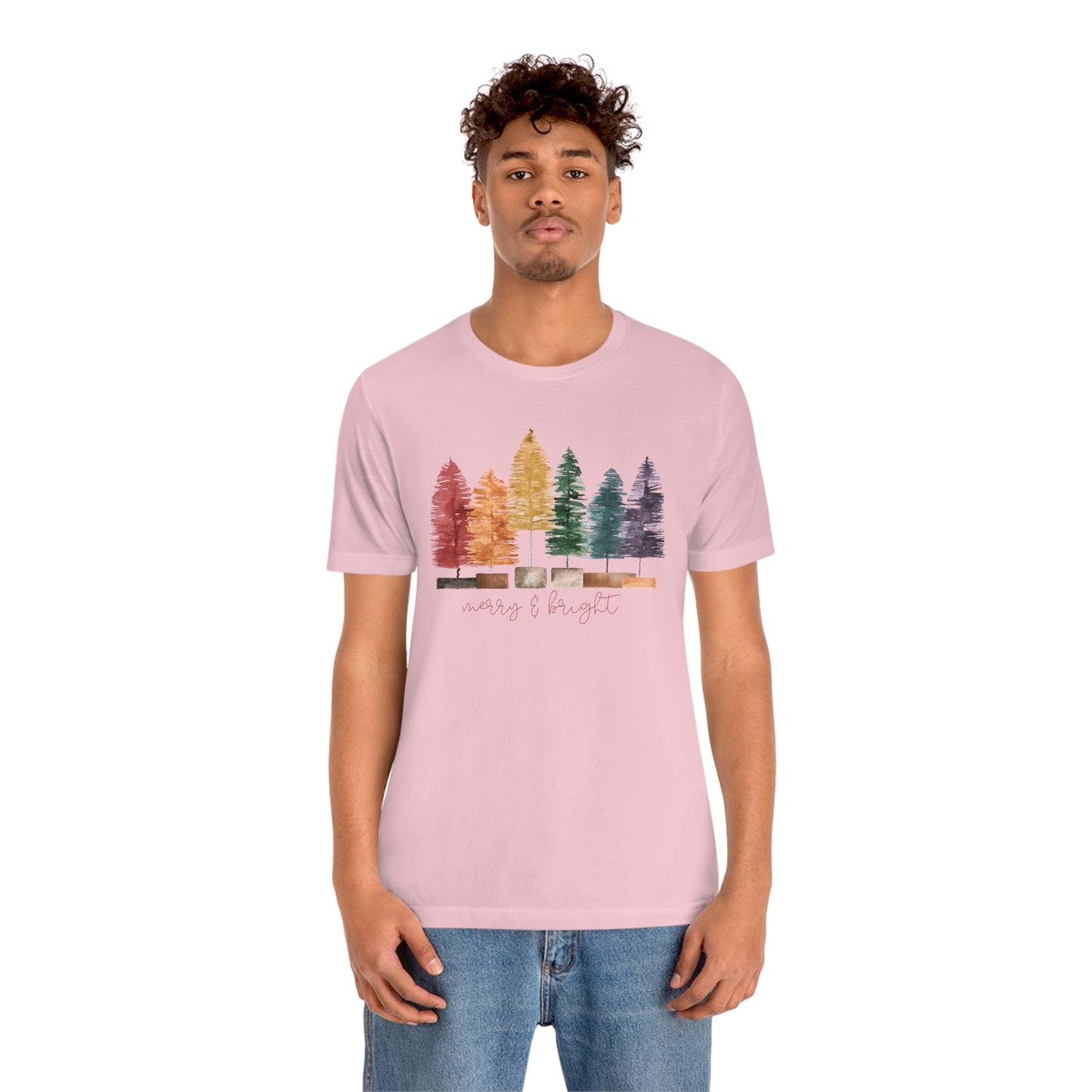 Christmas bottle brush trees Unisex Jersey Short Sleeve Tee