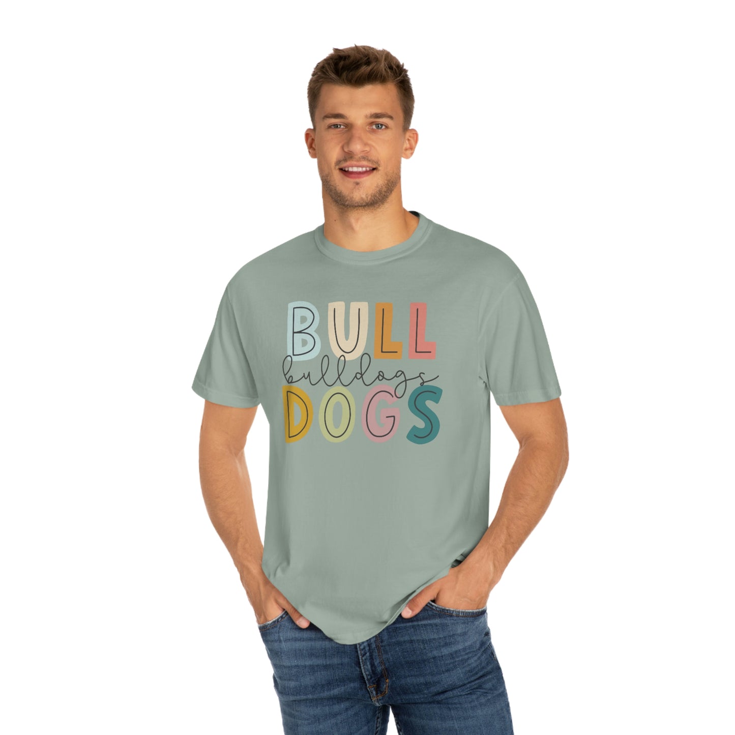 Bulldogs Colorful Spirit Wear Comfort Colors 1717 Unisex Garment-Dyed T-shirt