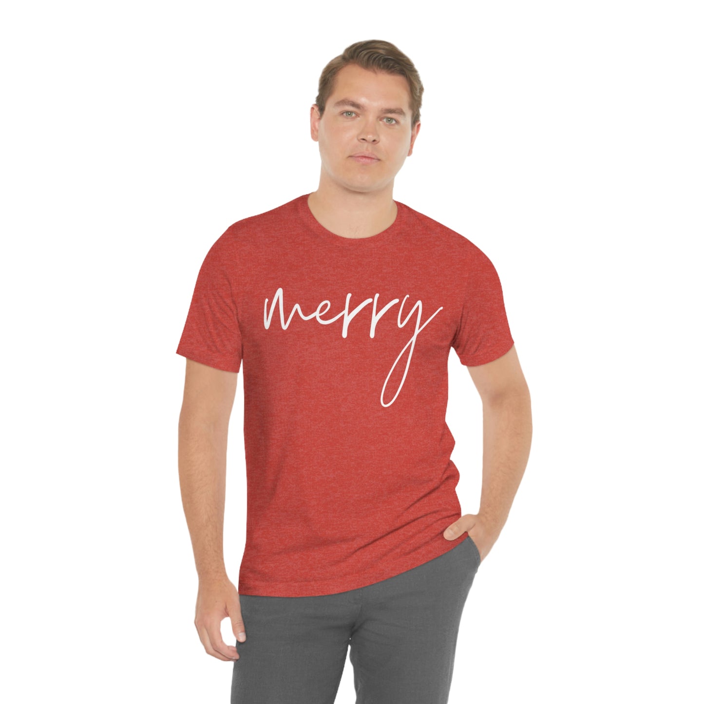 Bella+Canvas Merry Unisex Christmas Short Sleeve Tee