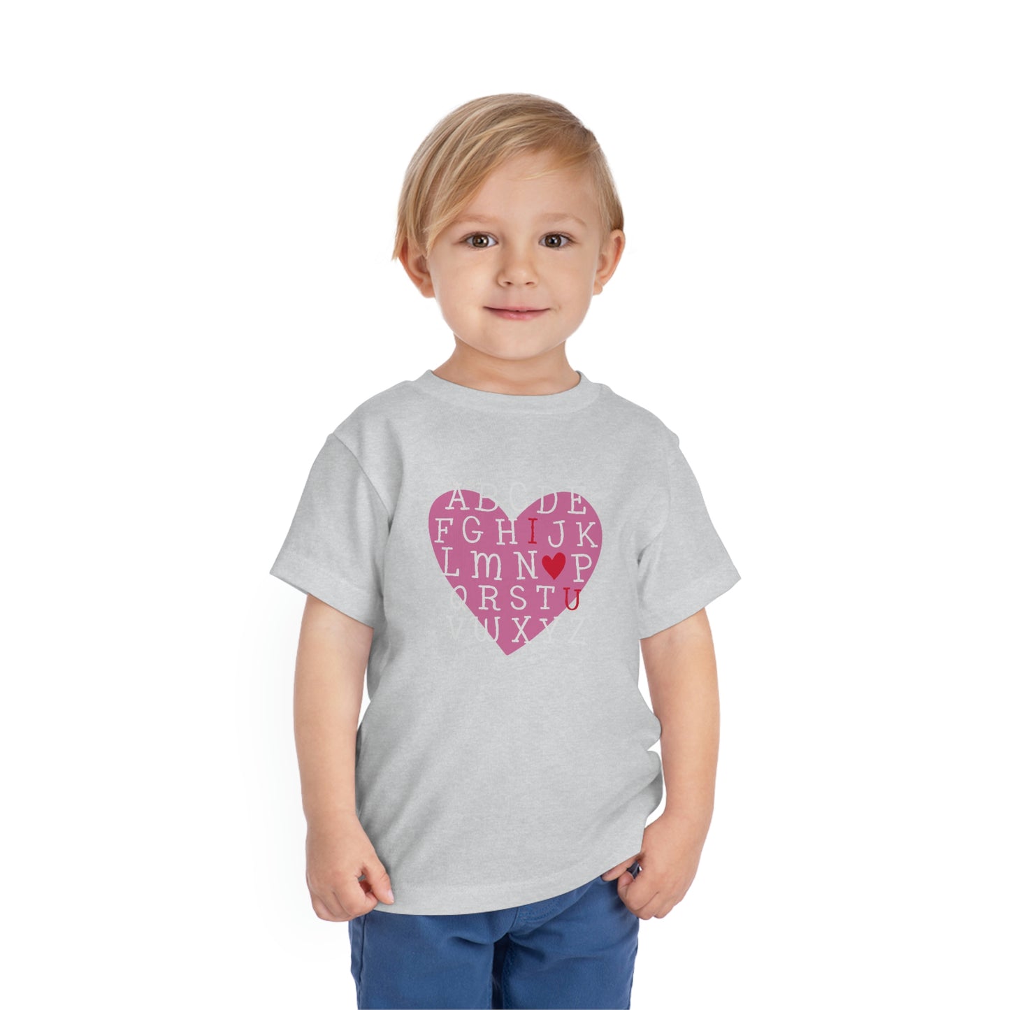 Alphabet Valentine's Shirt Bella+Canvas 3001T Toddler Short Sleeve Tee