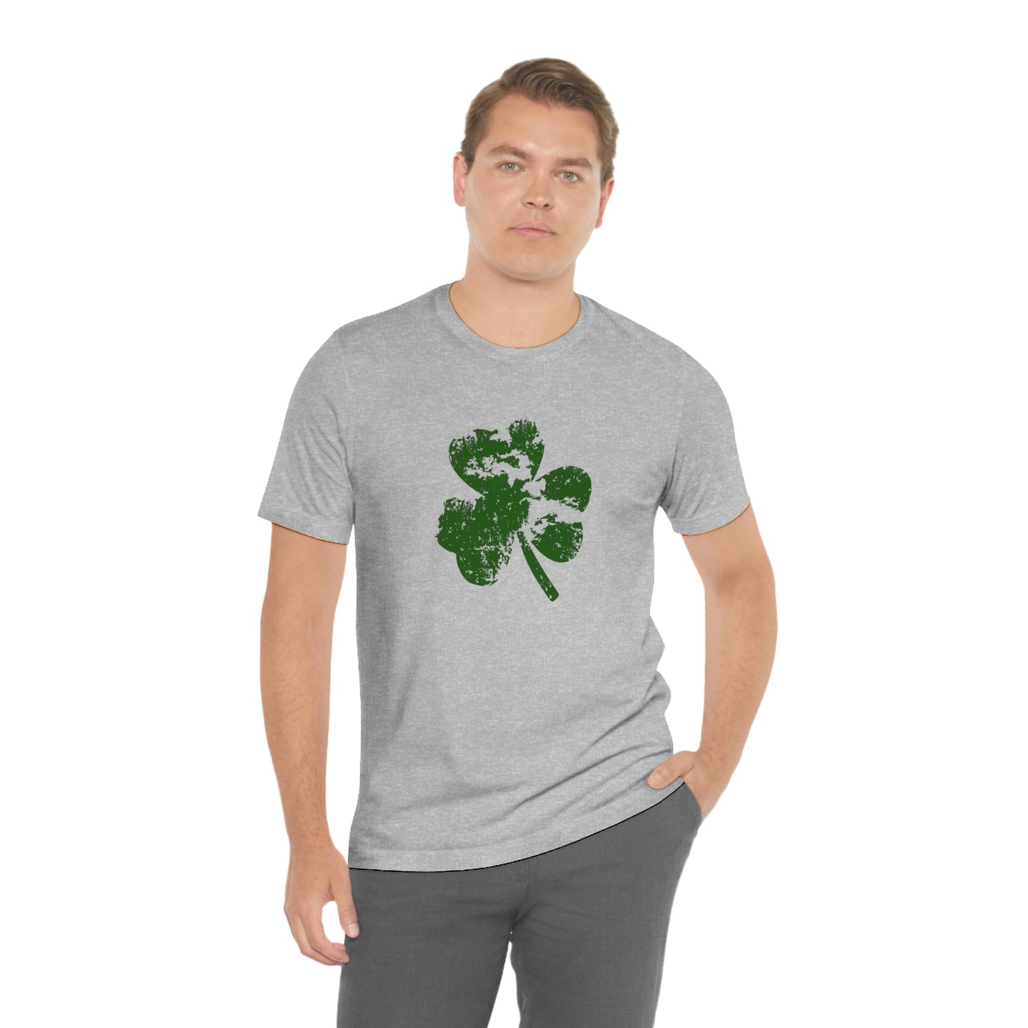 St. Patrick's Day Distressed Shamrock Bella+Canvas 3001 Unisex Jersey Short Sleeve Tee