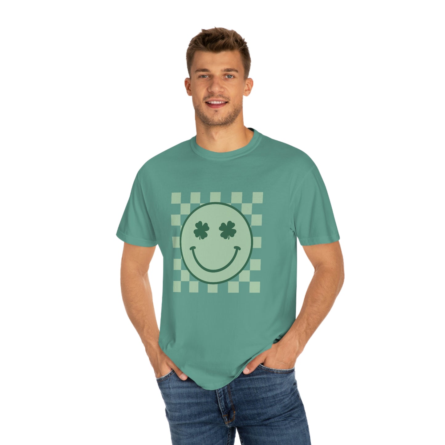 St. Patrick's Day Smiley Face Comfort Colors 1717 Unisex Garment-Dyed T-shirt