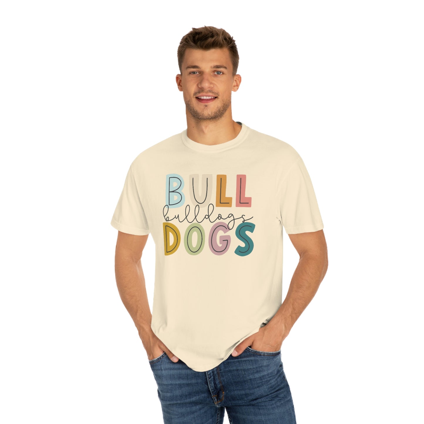 Bulldogs Colorful Spirit Wear Comfort Colors 1717 Unisex Garment-Dyed T-shirt