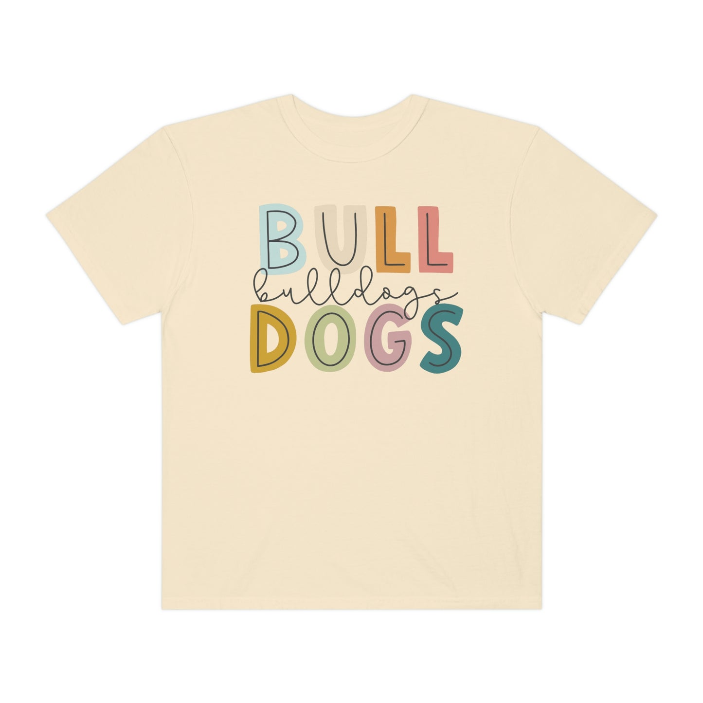 Bulldogs Colorful Spirit Wear Comfort Colors 1717 Unisex Garment-Dyed T-shirt