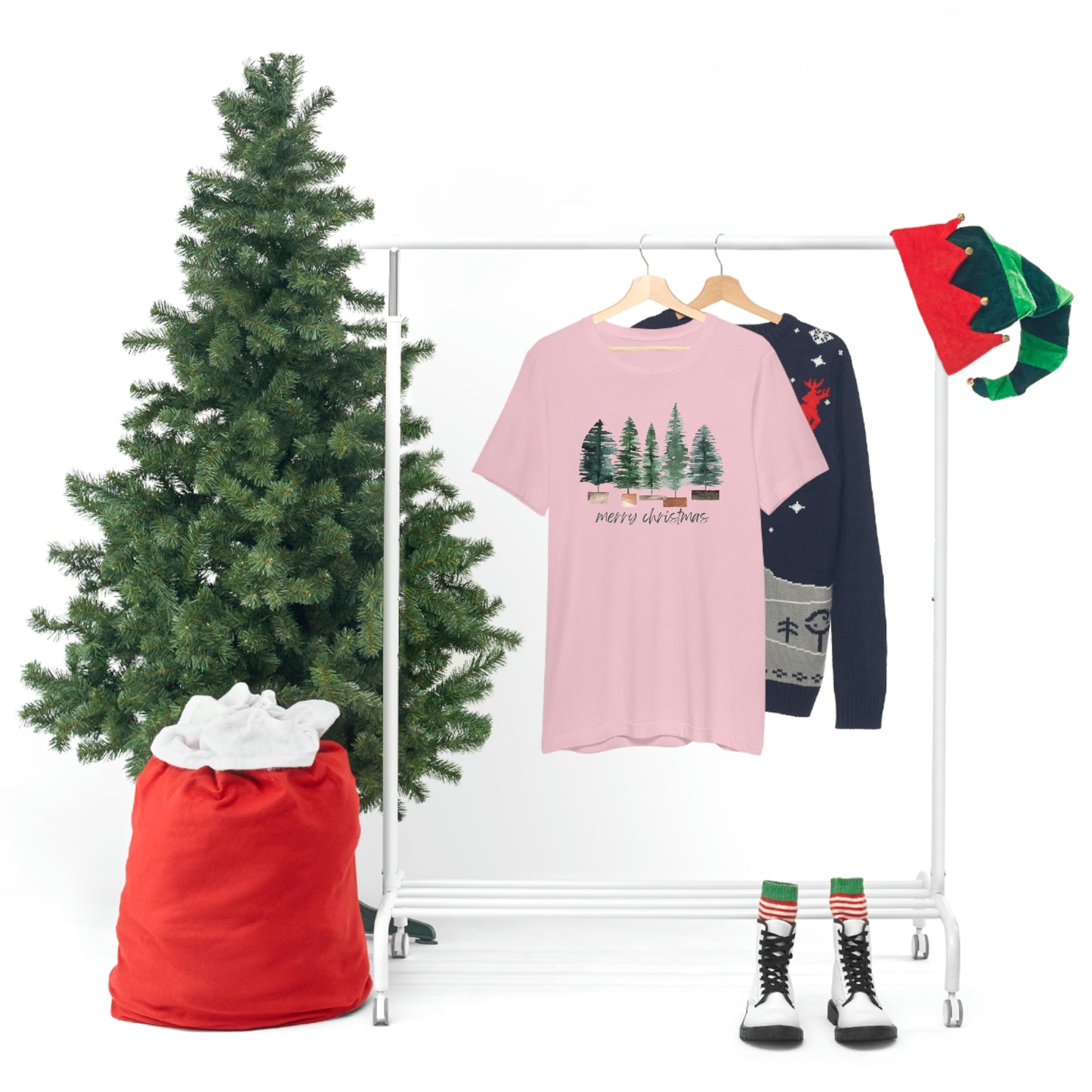 Christmas bottle brush tree Unisex Jersey Short Sleeve Tee