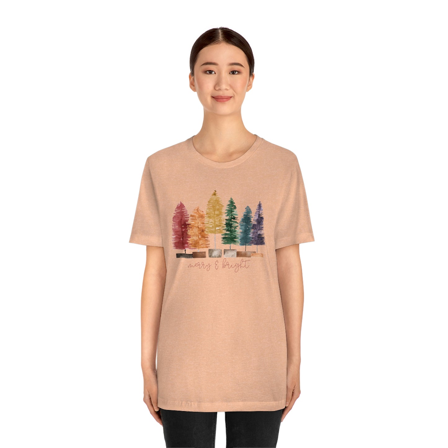 Christmas bottle brush trees Unisex Jersey Short Sleeve Tee