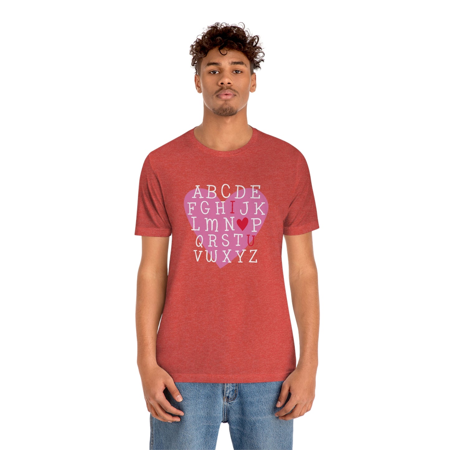 Alphabet Valentine's Day Bella+Canvas 3001 Unisex Jersey Short Sleeve Tee