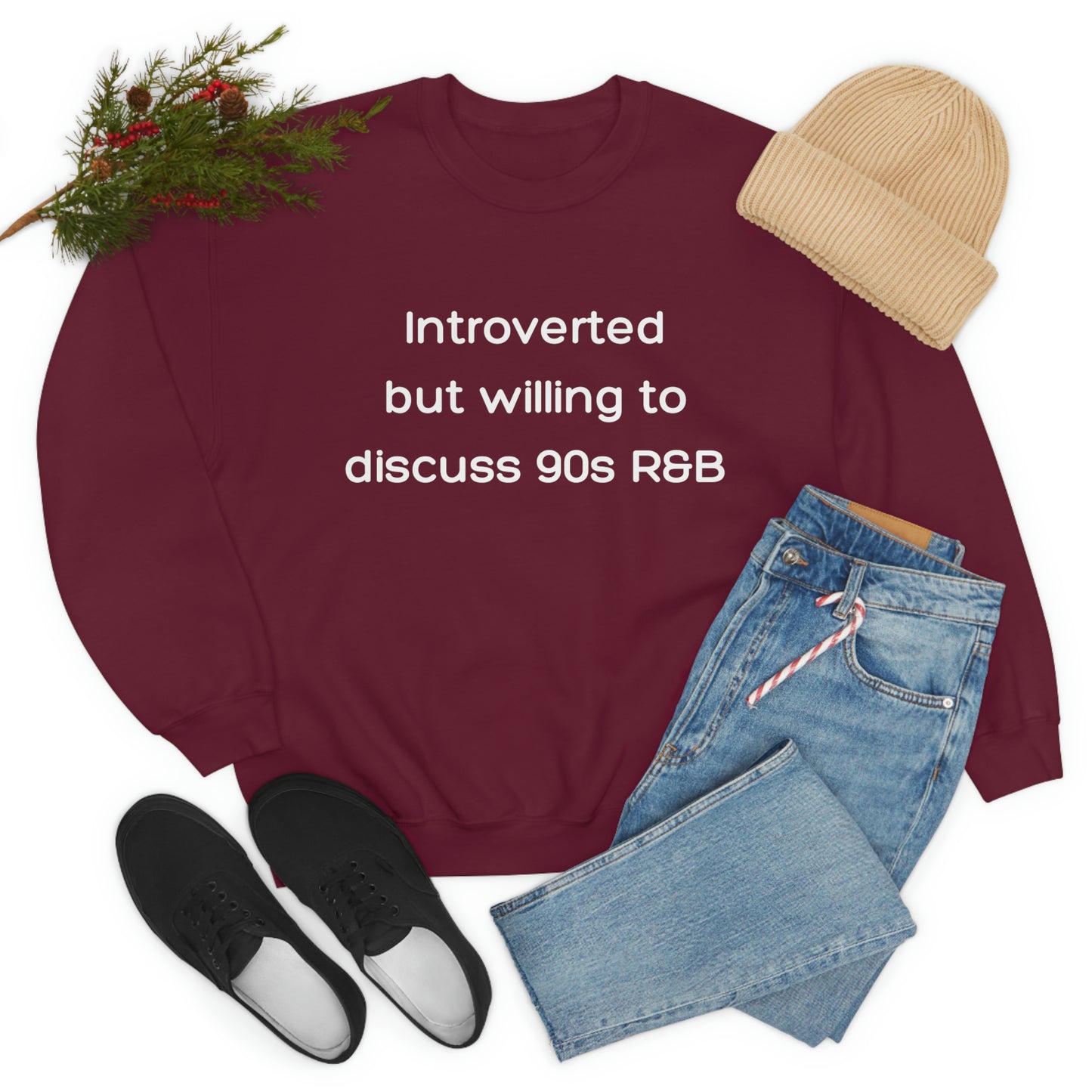 Introverted but willing to discuss 90s R&B Gildan 18000 Unisex Heavy Blend Crewneck Sweatshirt