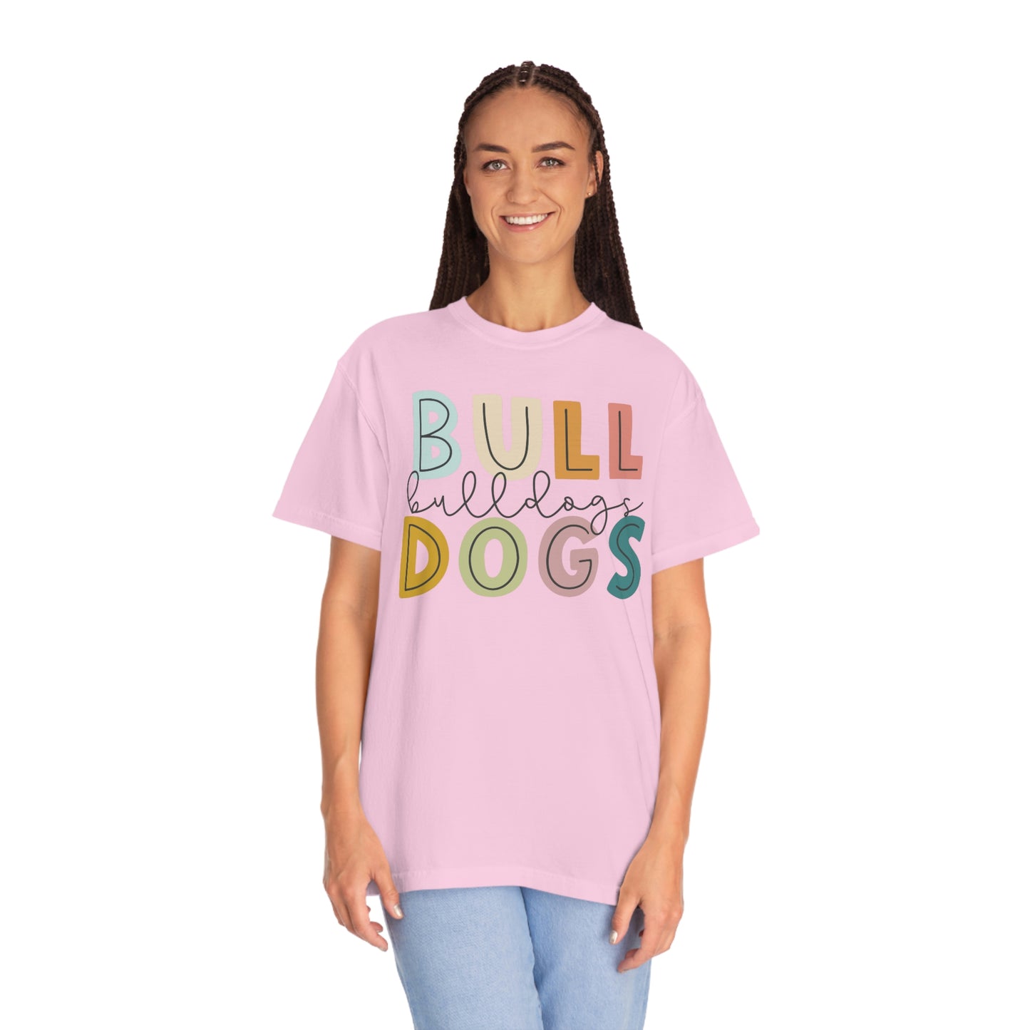 Bulldogs Colorful Spirit Wear Comfort Colors 1717 Unisex Garment-Dyed T-shirt