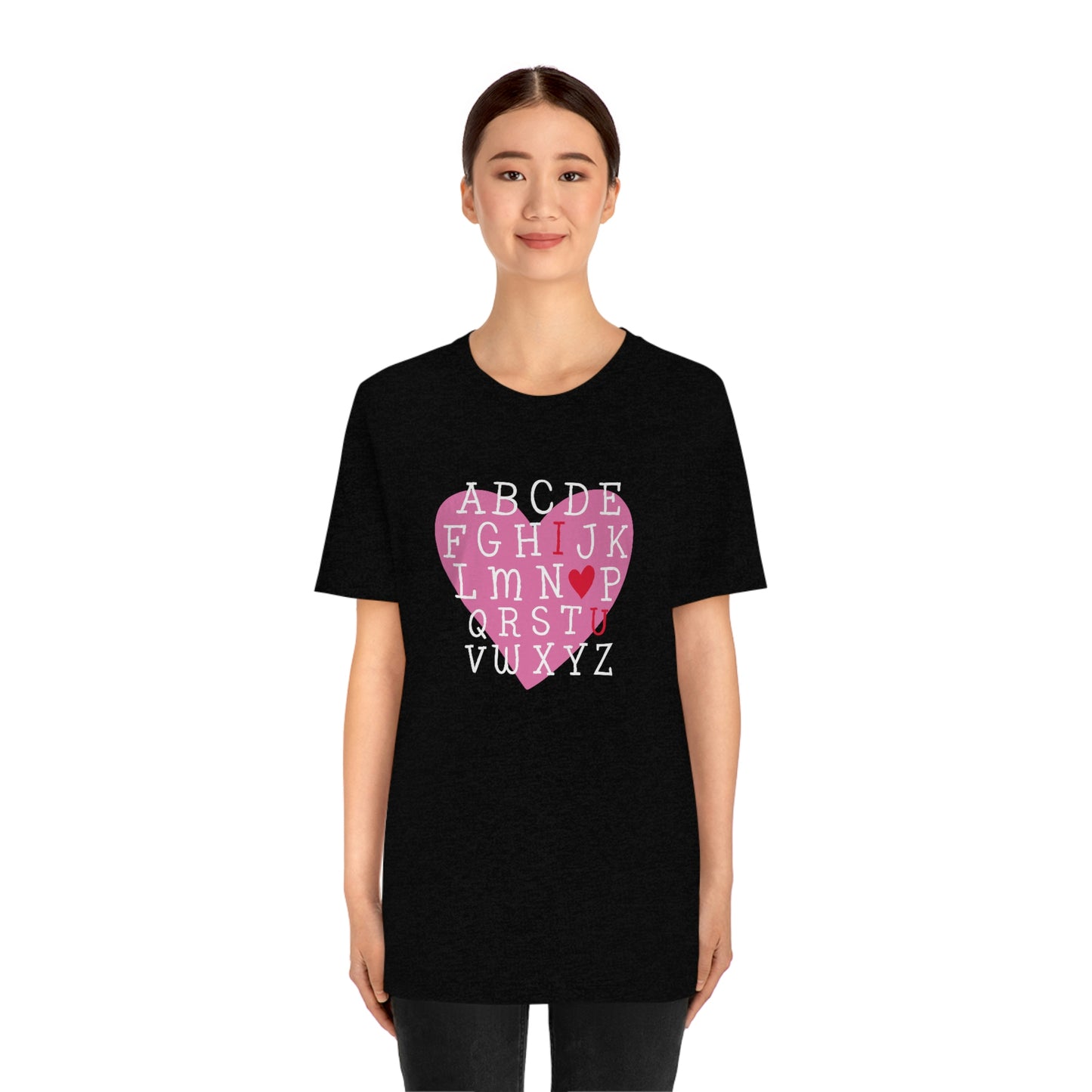 Alphabet Valentine's Day Bella+Canvas 3001 Unisex Jersey Short Sleeve Tee