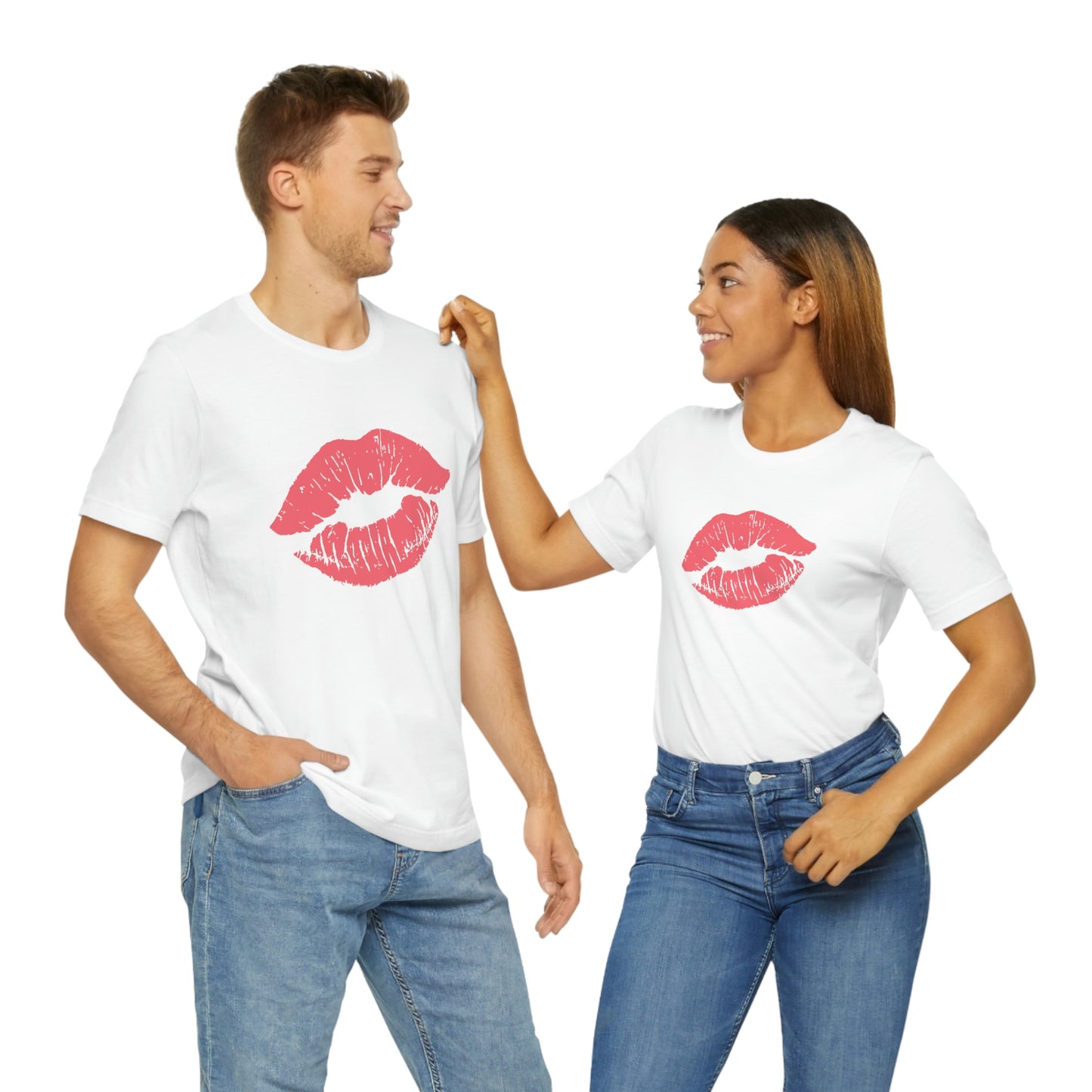 Valentine Kissy Lips Unisex Jersey Short Sleeve Tee