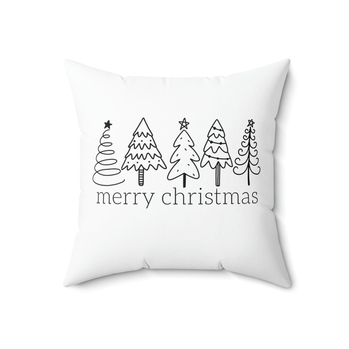 Merry Christmas Tree Spun Polyester Square Pillow Case