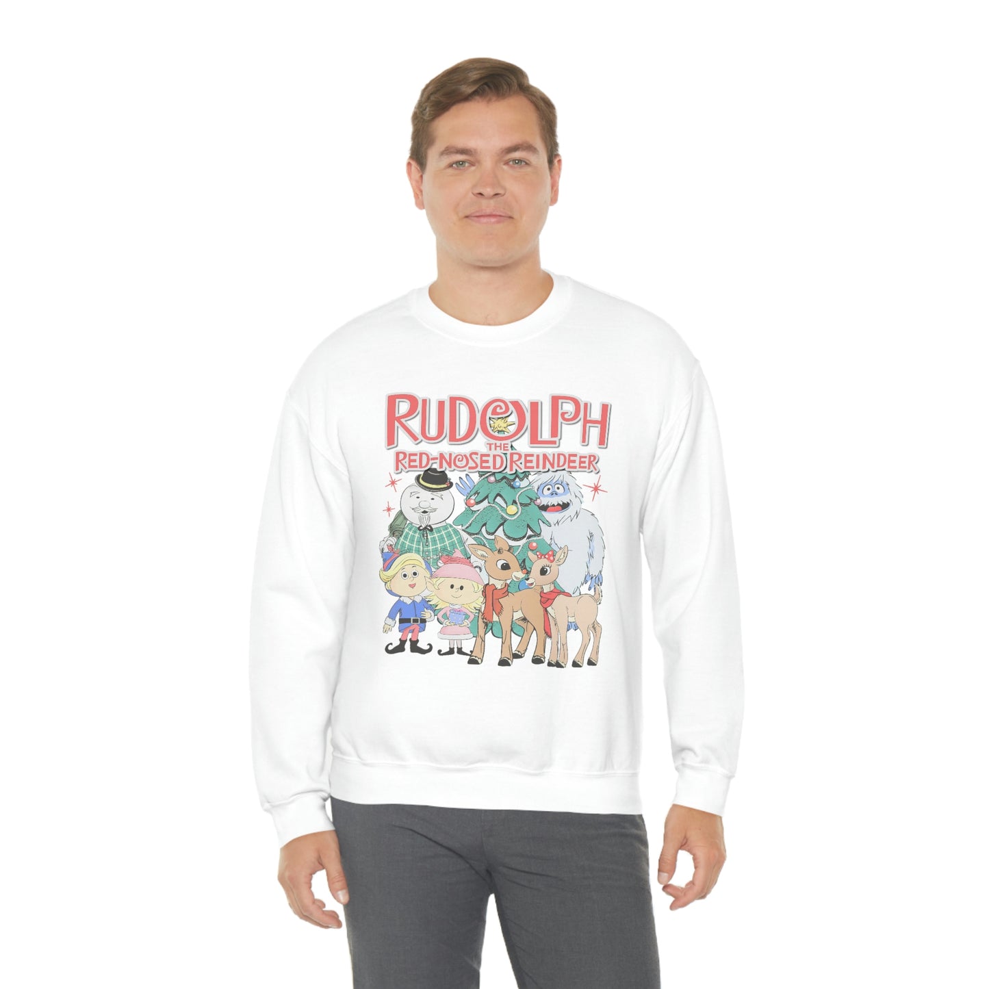 Throwback Rudolph Christmas Shirt Womens Unisex Heavy Blend Crewneck Sweatshirt