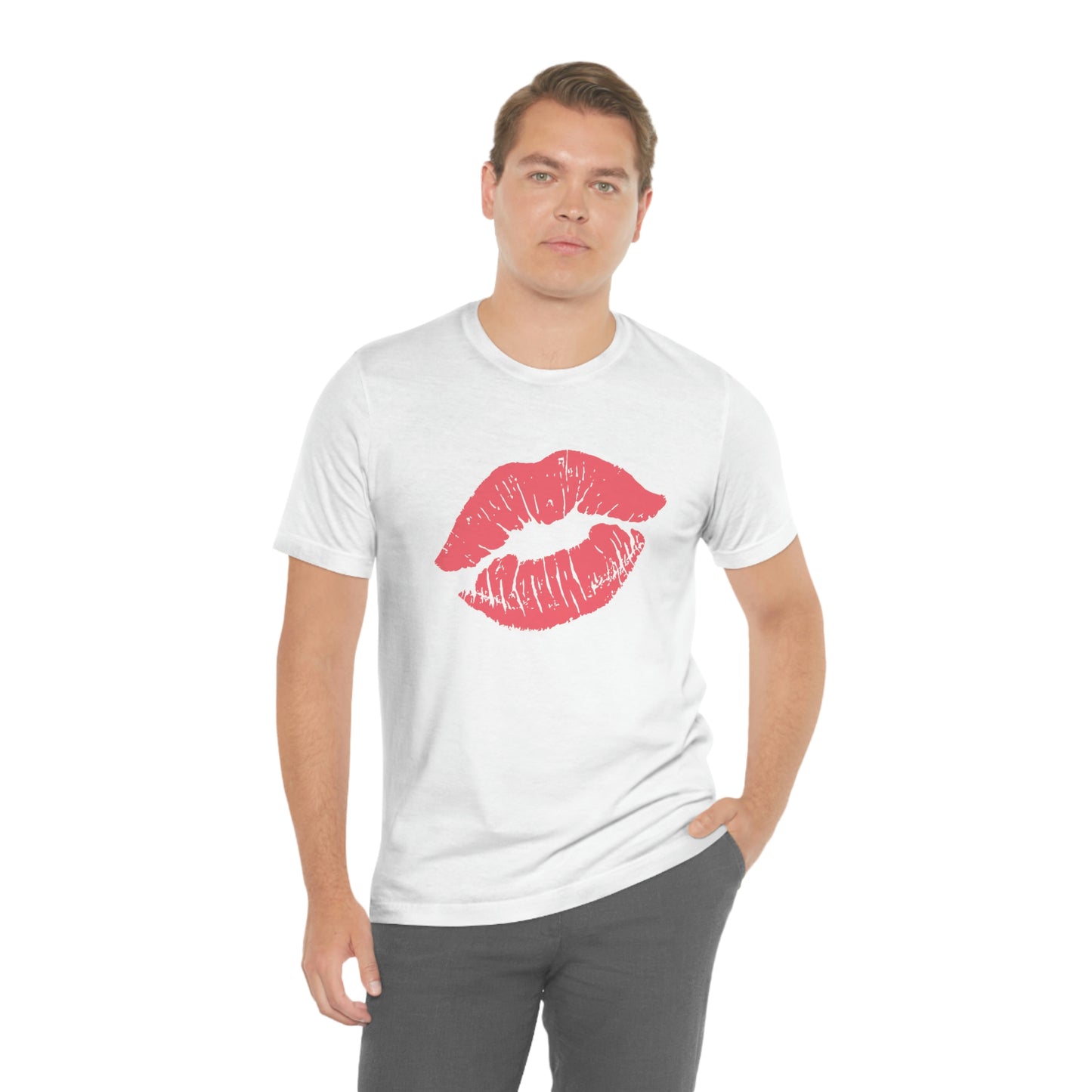 Valentine Kissy Lips Unisex Jersey Short Sleeve Tee