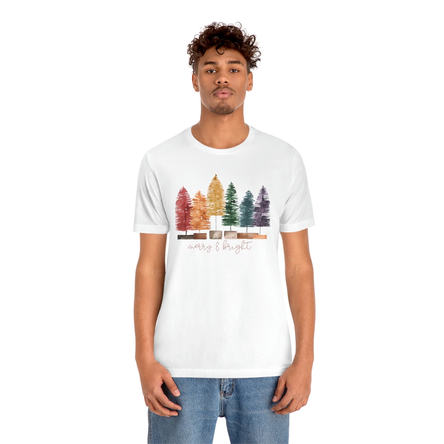 Christmas bottle brush trees Unisex Jersey Short Sleeve Tee