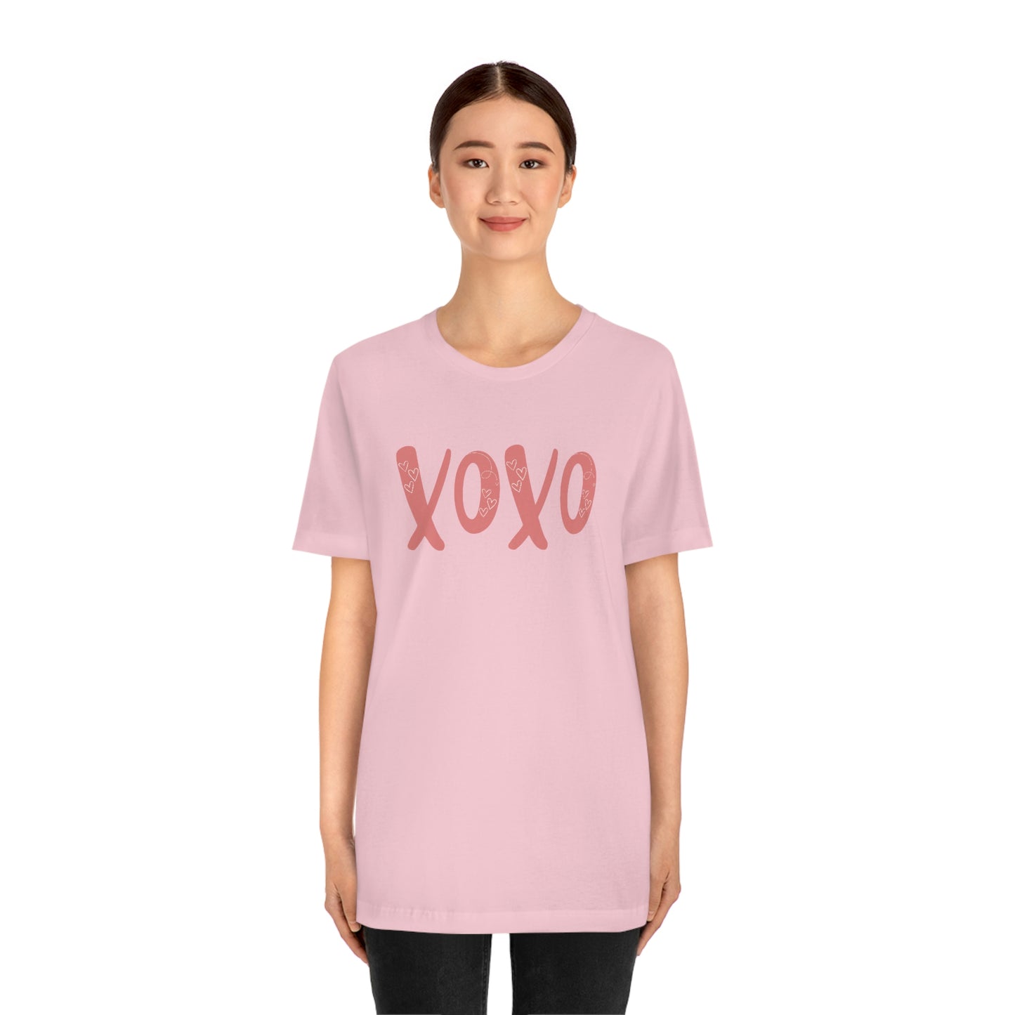 XOXO with hearts Valentine Women's Unisex Jersey Short Sleeve Tee