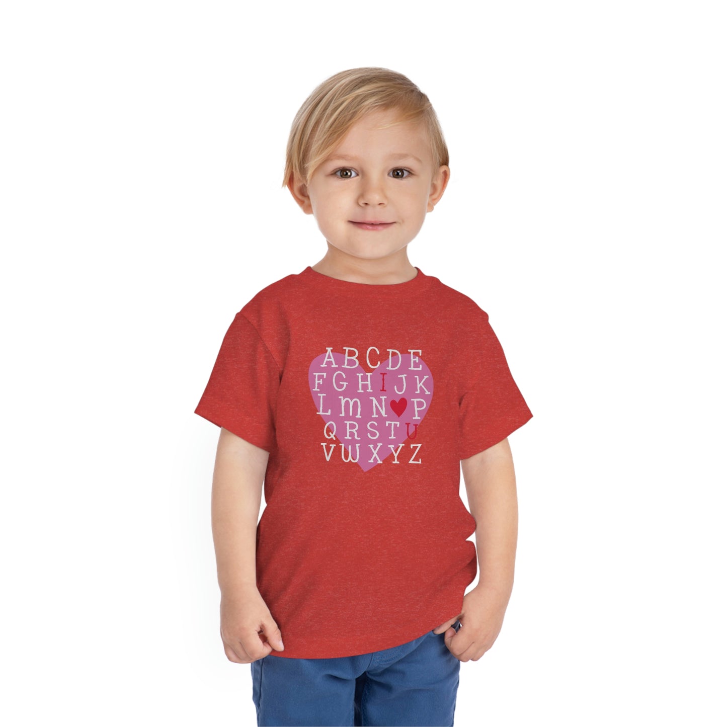 Alphabet Valentine's Shirt Bella+Canvas 3001T Toddler Short Sleeve Tee