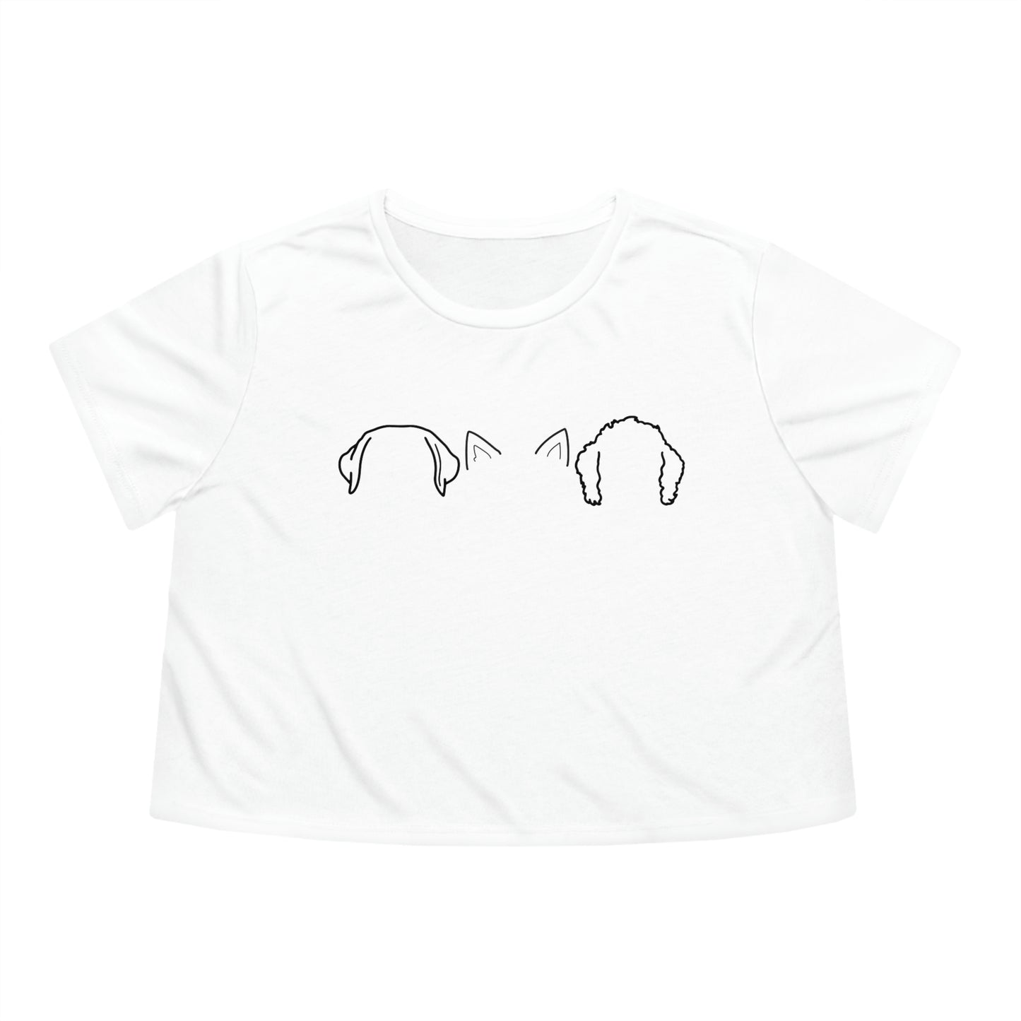 TORI Custom Dog/Cat Ears outline Bella+Canvas Women's Flowy Cropped Tee