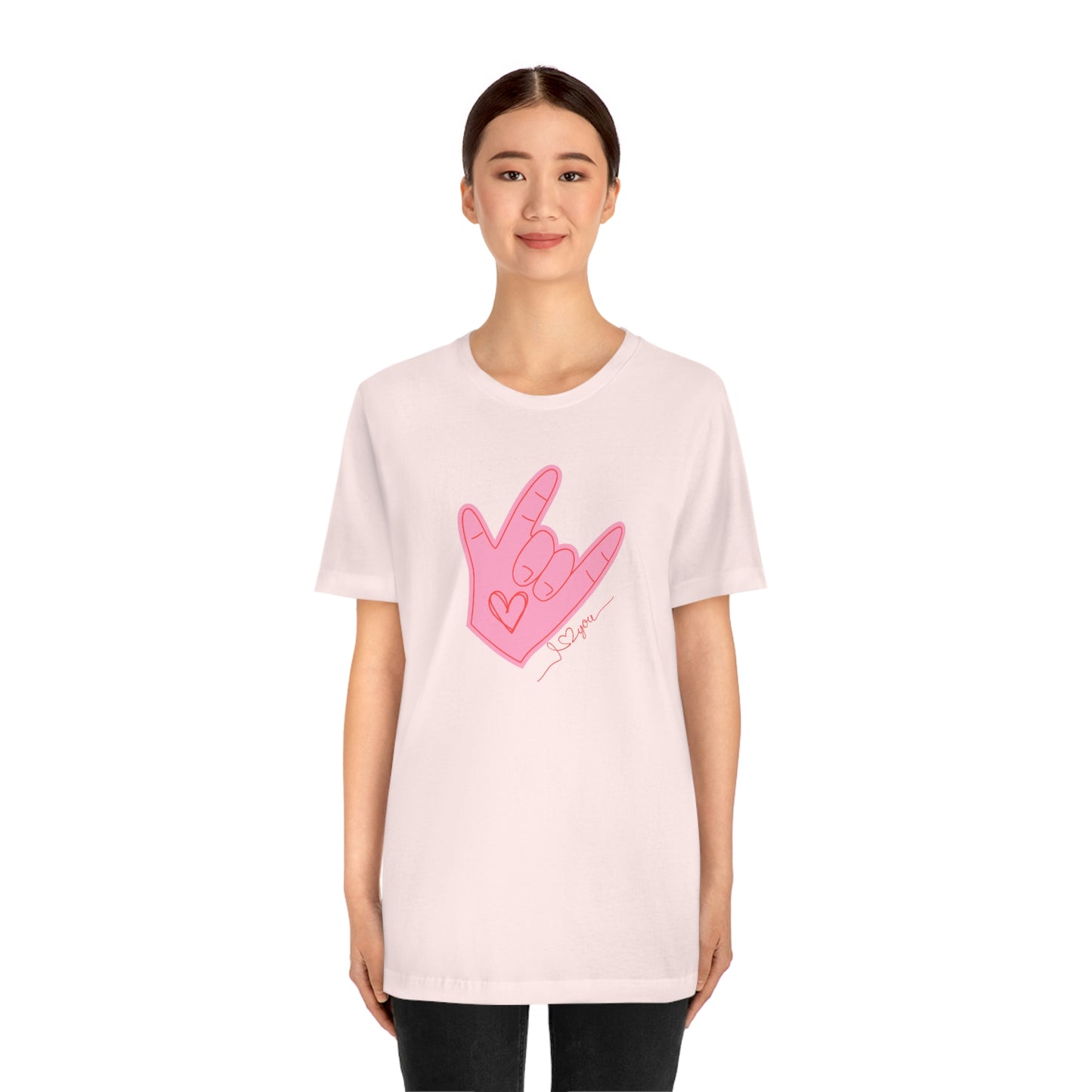 ASL Valentines I love you Bella+Canvas 3001 Unisex Jersey Short Sleeve Tee