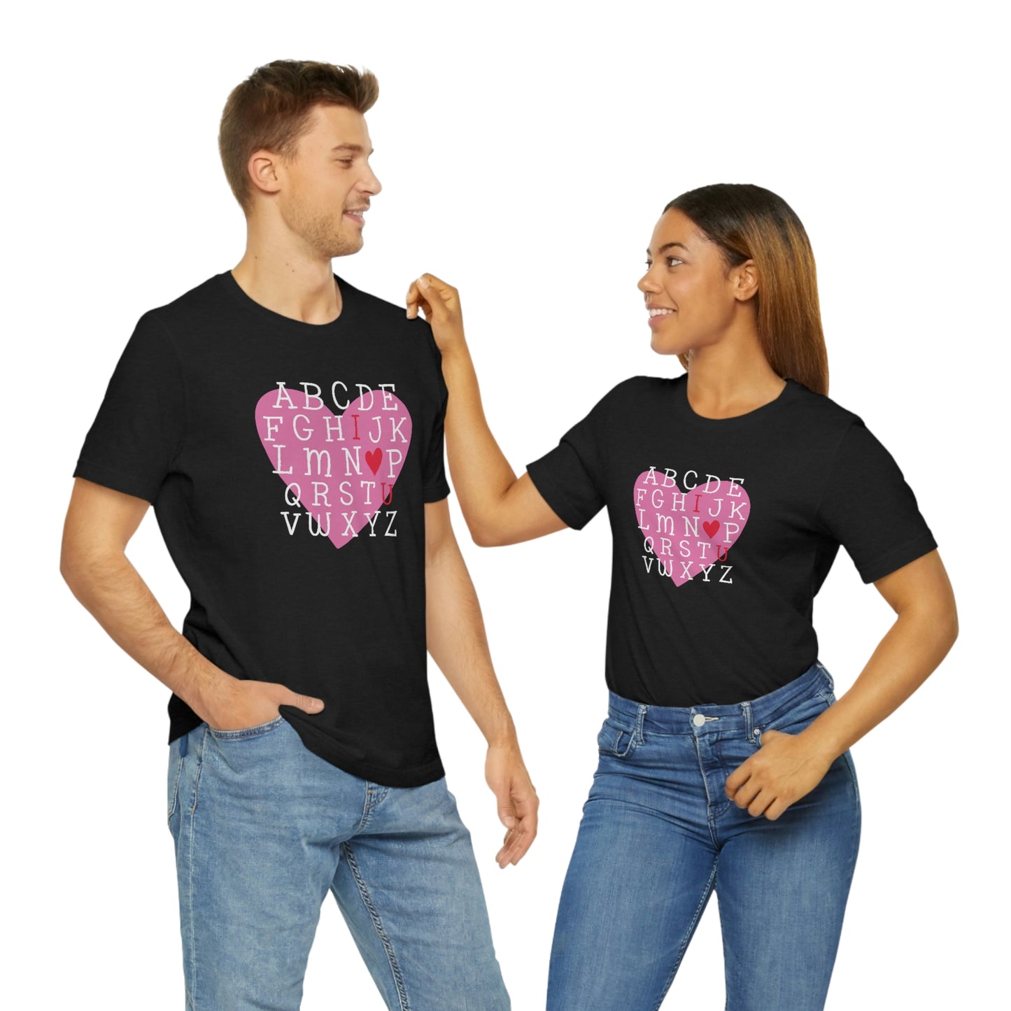 Alphabet Valentine's Day Bella+Canvas 3001 Unisex Jersey Short Sleeve Tee