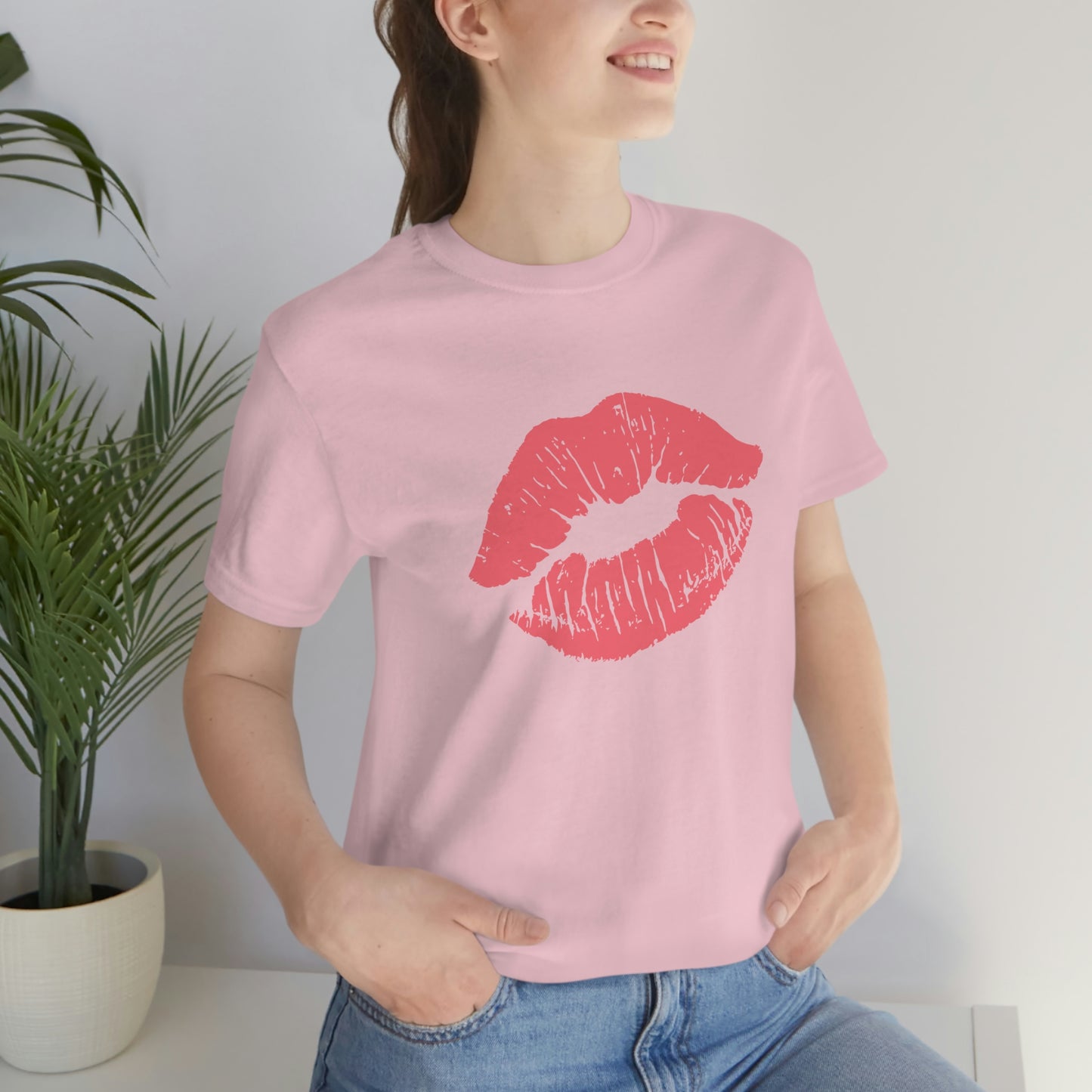 Valentine Kissy Lips Unisex Jersey Short Sleeve Tee