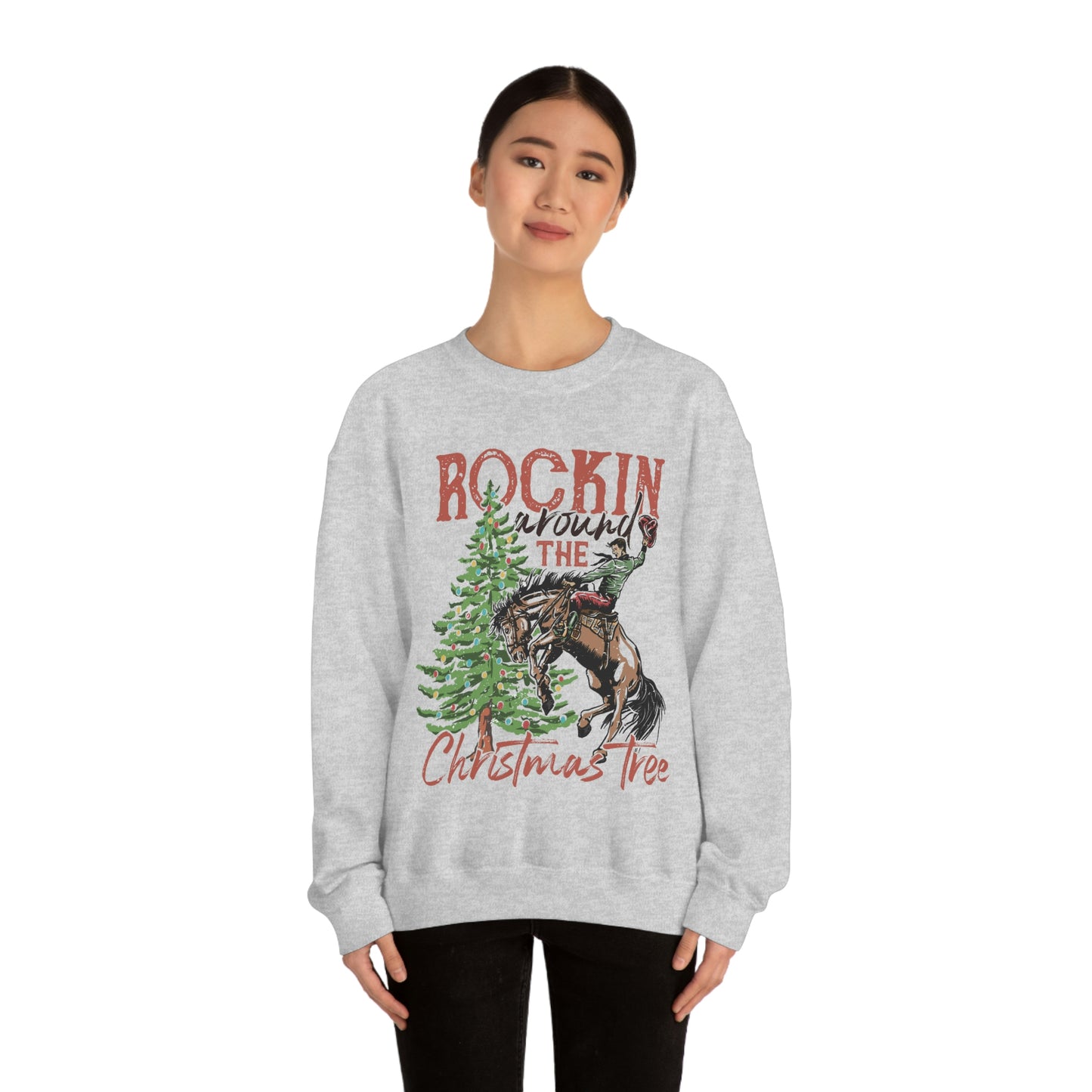 Country Christmas Rockin' around the Christmas Tree Women's Unisex Heavy Blend Crewneck Sweatshirt