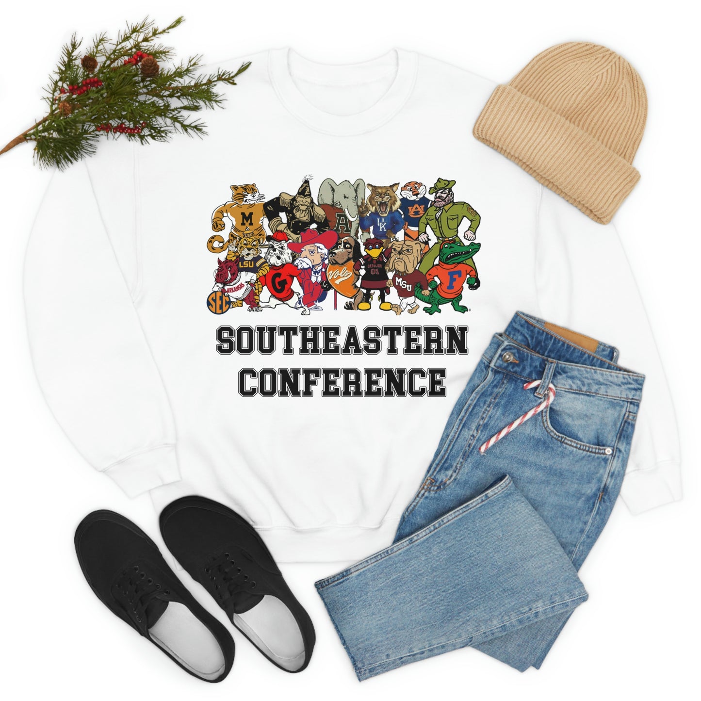 Football Southeastern Conference Mascot Unisex Heavy Blend Crewneck Sweatshirt Gildan 18000