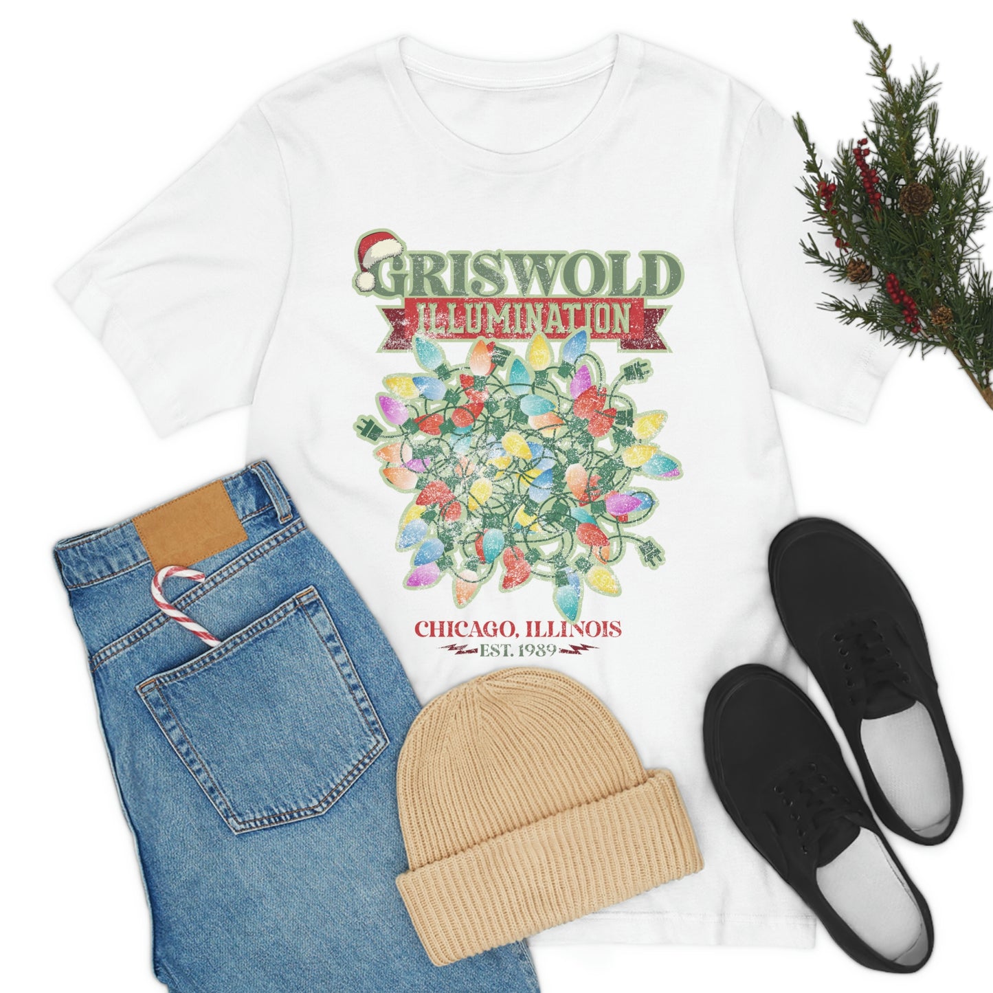 Griswold Illuminations Comfort Colors Christmas Unisex Jersey Short Sleeve Tee