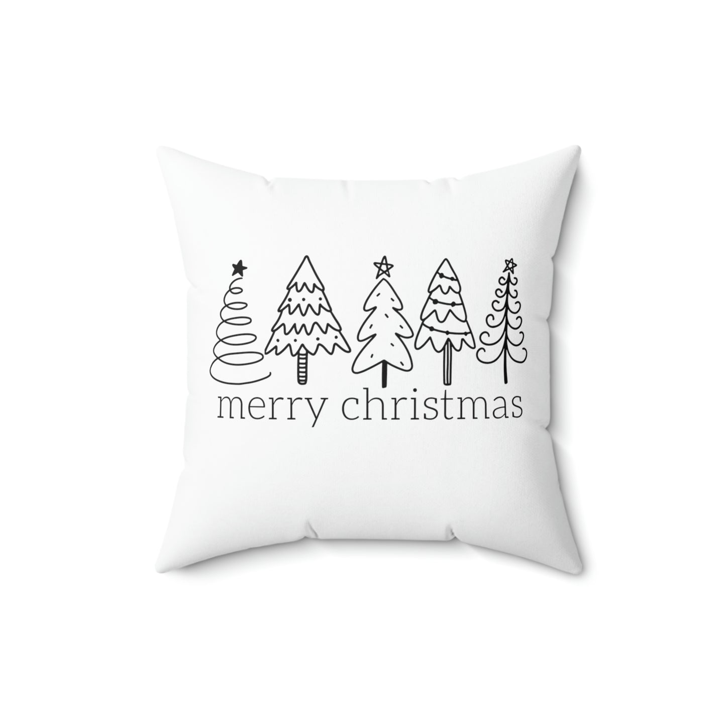 Merry Christmas Tree Spun Polyester Square Pillow Case