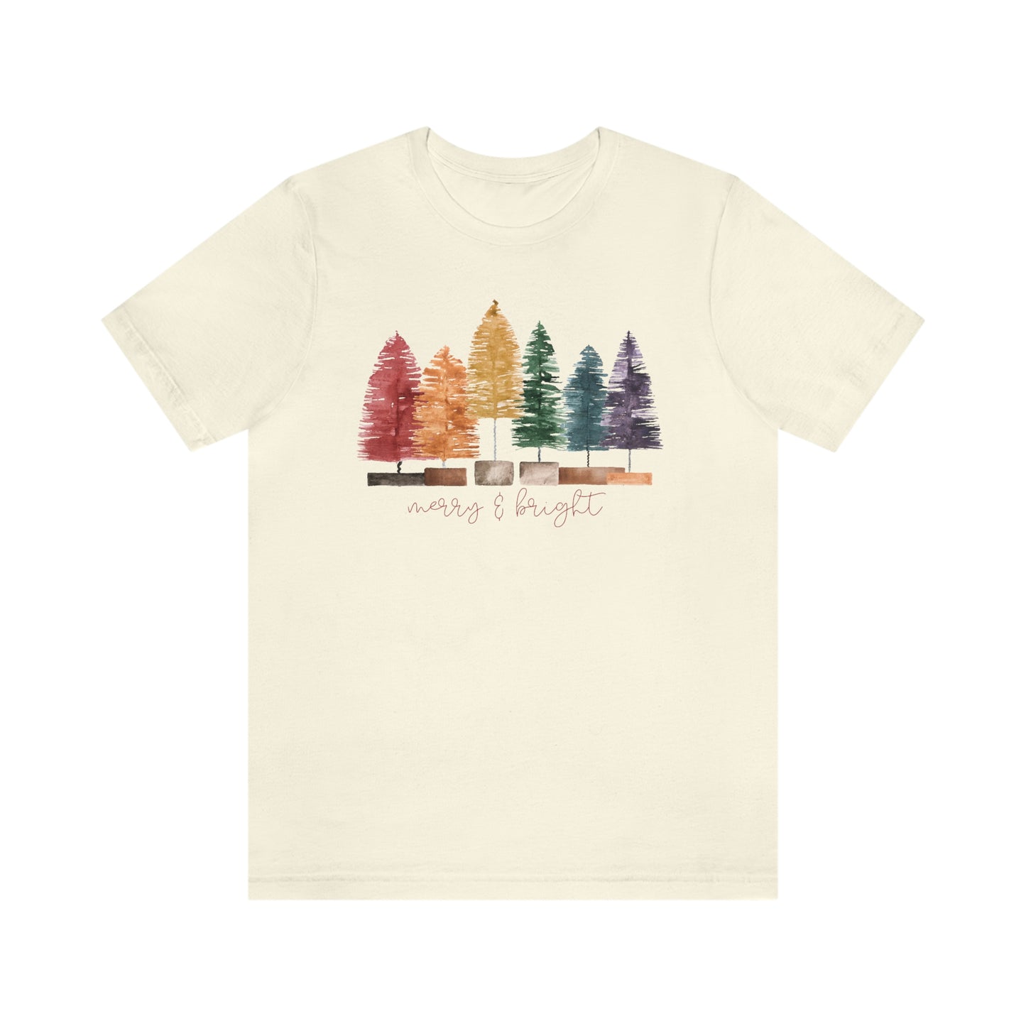 Christmas bottle brush trees Unisex Jersey Short Sleeve Tee