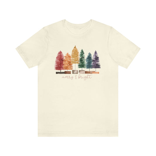 Christmas bottle brush trees Unisex Jersey Short Sleeve Tee