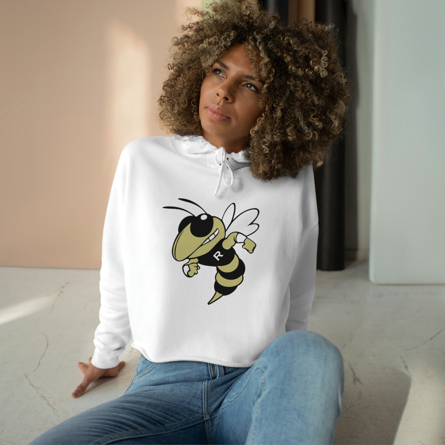 Rockmart Jackets Mascot School Spirit Crop Hoodie