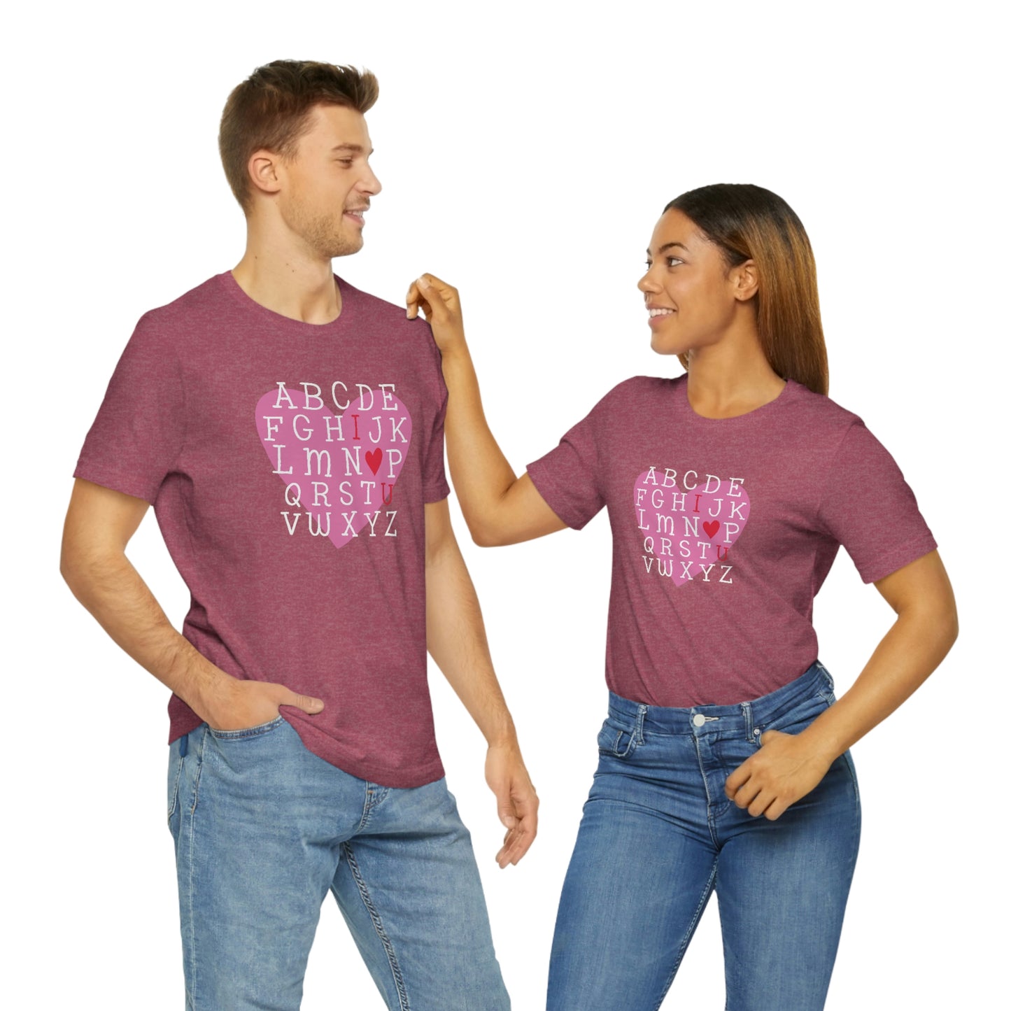 Alphabet Valentine's Day Bella+Canvas 3001 Unisex Jersey Short Sleeve Tee