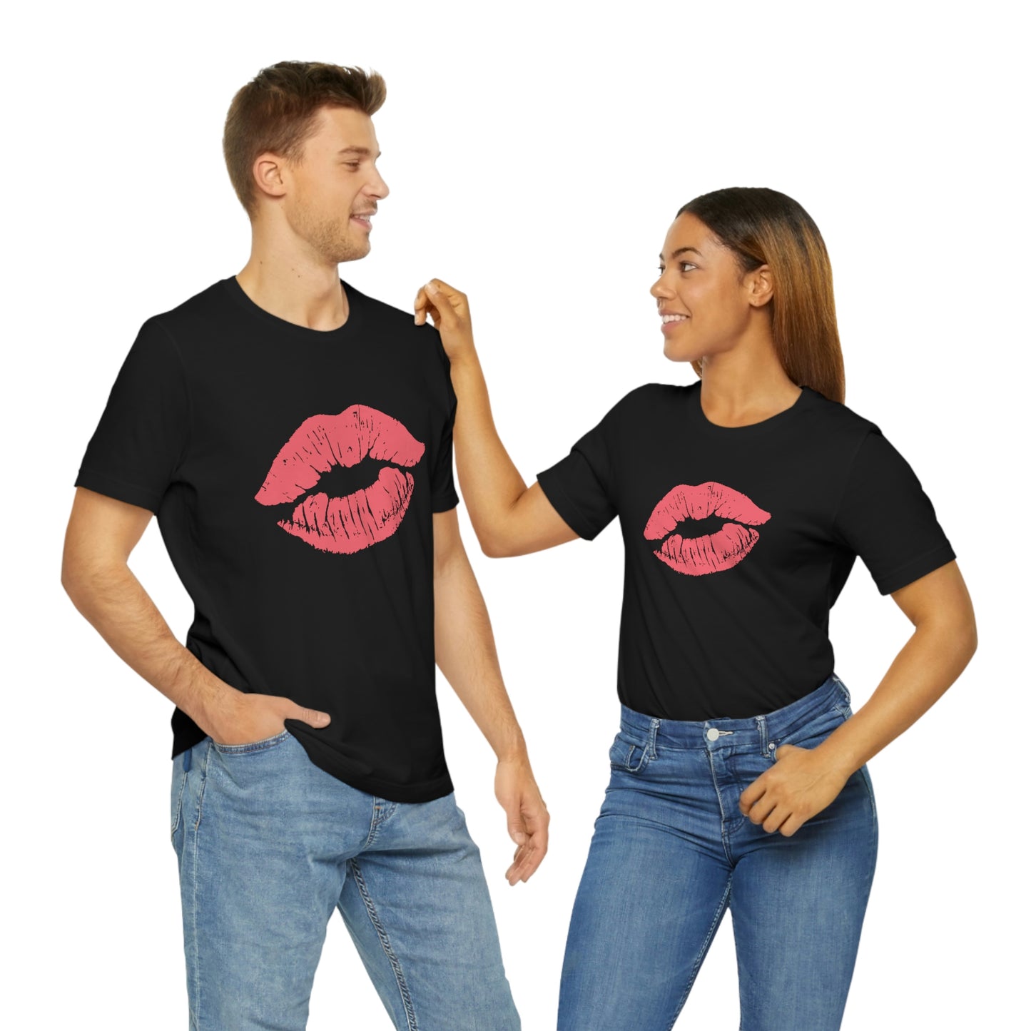 Valentine Kissy Lips Unisex Jersey Short Sleeve Tee