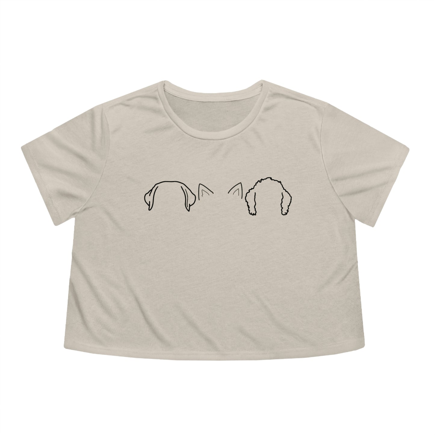 TORI Custom Dog/Cat Ears outline Bella+Canvas Women's Flowy Cropped Tee