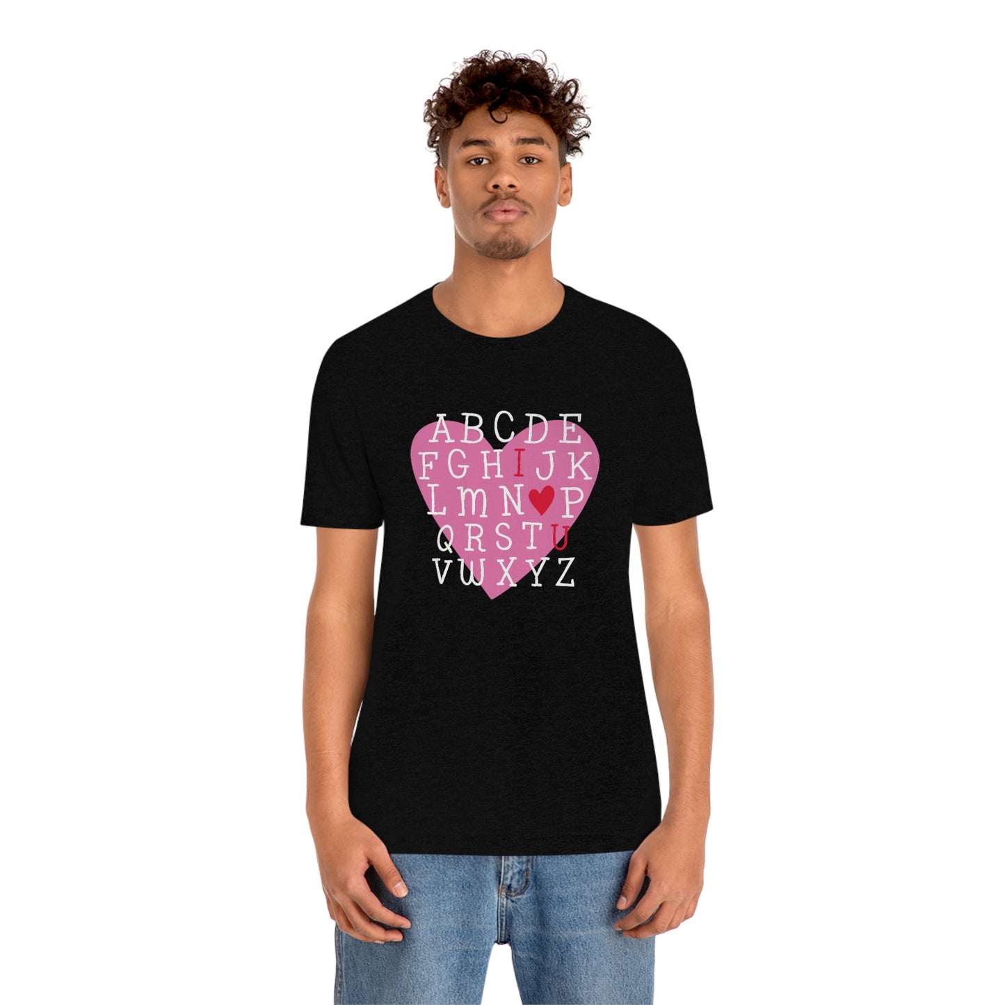 Alphabet Valentine's Day Bella+Canvas 3001 Unisex Jersey Short Sleeve Tee