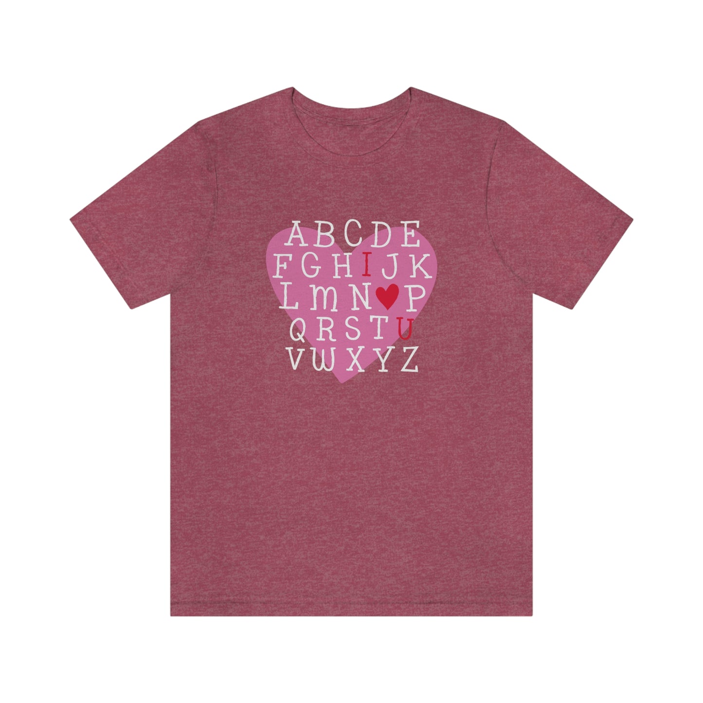 Alphabet Valentine's Day Bella+Canvas 3001 Unisex Jersey Short Sleeve Tee