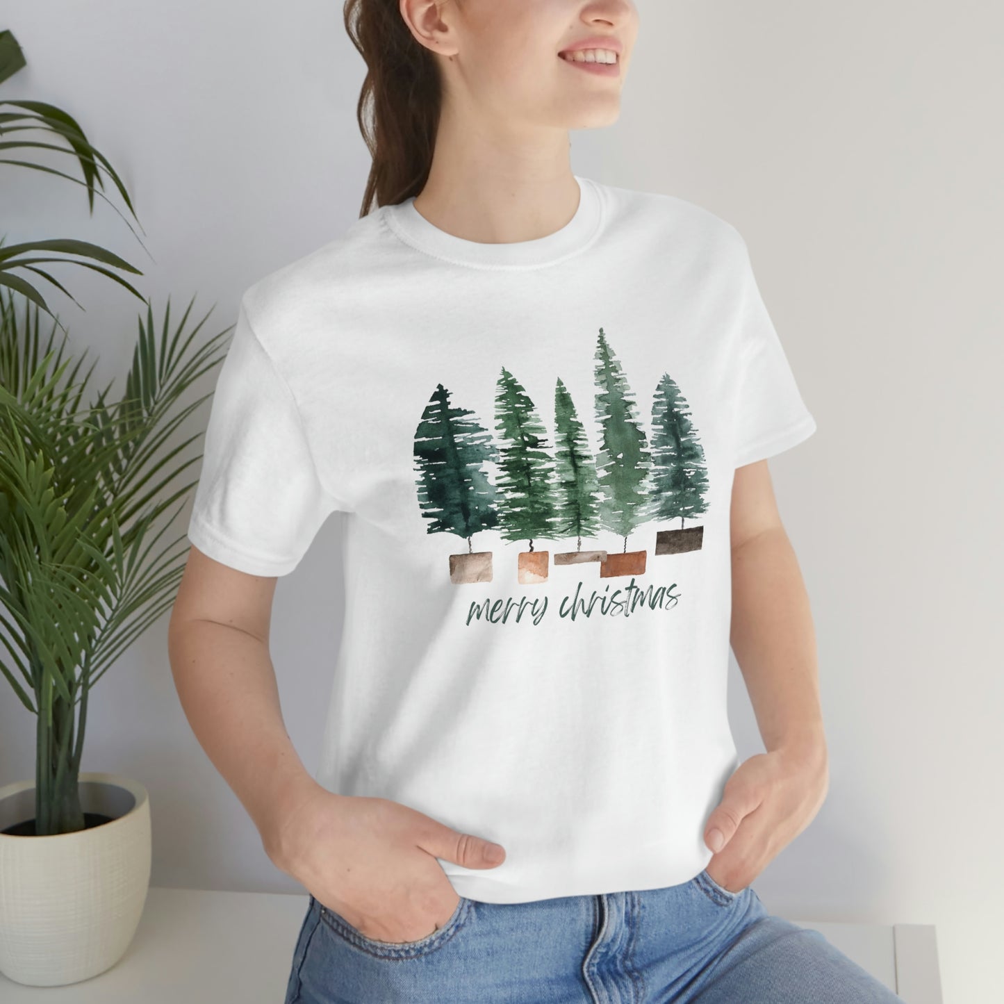 Christmas bottle brush tree Unisex Jersey Short Sleeve Tee